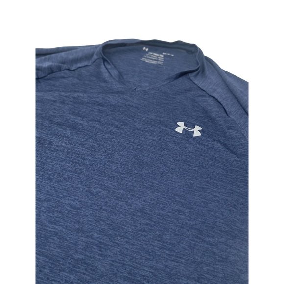 Under Armour The Tech Tee Shirt Navy Blue V‎ Neck Short Sleeve Size Medium Men's - Picture 1 of 6